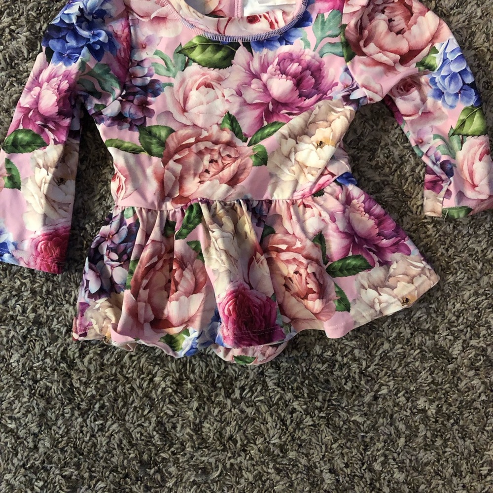 Posh Peanut Floral Kids Swim One Piece - Pink and Purple